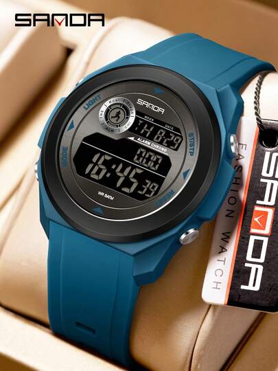 SANDA. SANDA 2203 时尚新款学生数字电子表 多功能防水闹钟 彩灯学生手表