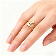 1pc Stainless Steel Non-Fading Geometric Star, Moon Hollow Crown Pendant Ring, Simple Natural Style Jewelry Suitable For Women Daily Wear, Gift For Friends And Sisters