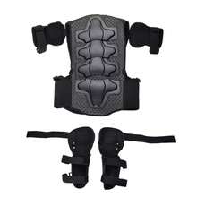 Equipamiento de protección infantil - Equipo de protección para bicicleta de montaña y patinaje, resistente al desgaste y a los golpes, protección integral que incluye pecho, espalda, hombros, brazos y rodilleras - Material PP duradero, color negro - Apto para ciclismo, patinaje, esquí, patinaje sobre hielo, equipo de  deportiva y zapatillas de patinaje - Oscuro - Ver 2