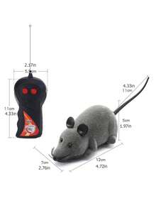 遥控毛绒玩具仿真老鼠，逗弄宠物，奶酪遥控器，电池供电互动玩具，恶作剧惊喜 - 彩色 - 查看 4