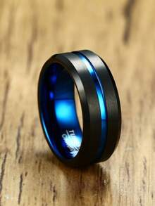 1枚可定制文字的个性化钨钢黑色戒指，独特的纪念礼物，男女皆宜，适合日常佩戴，是送给男友、女友、爸爸、妈妈、家人、朋友的理想礼物，也适合周年纪念、生日、毕业典礼、舞会、派对等场合。时尚的刻字戒指，休闲街头风格。 - 彩色 - 查看 10