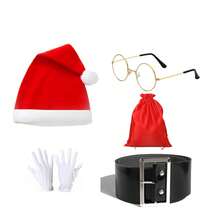 5 Pieces. Professional Santa Claus Costumes. Men's Santa Claus Outfits Include Santa Claus Hats, Gloves, Glasses, Gift Bags, Belts. Suitable As A Christmas Gift For Men. Applicable For Christmas Events Or Christmas Parties.