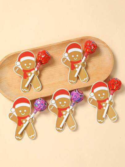 48pcs Christmas Lollipop Wrapper, Gingerbread Man Shaped Decorative Candy Wrapping Card Bags, Christmas Decorations Home, Merry Christmas Lollipop Holder Cards, Christmas Party Lollipop Packaging Cards, Christmas Candy Paper Cards, Christmas Ornaments, Christmas Candy Bags, Sweet Bags, Christmas Gifts Packaging Bags, Xmas Gifts Wrapping Supplies, Christmas Decor, 2026 New Year Decor