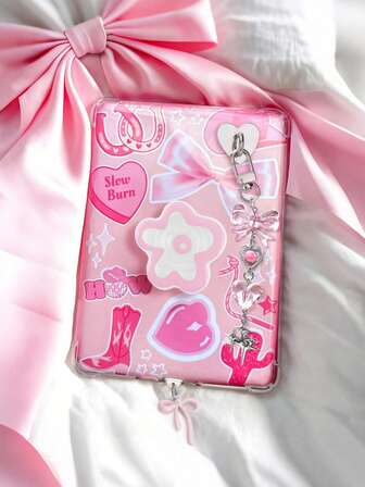 Juego de decoración rosa para el lector electrónico Kindle, que incluye colgante de tapón antipolvo y soporte para el lector electrónico