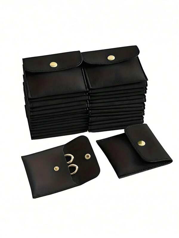 20/1 szt. woreczków na biżuterię ze sztucznej skóry z zapięciem na zatrzask - luksusowe torebki prezentowe na kolczyki, naszyjniki, bransoletki i pierścionki - idealne do przechowywania i łączenia elementów, kwadratowa aksamitna torba z zapięciem na zatrzask, aksamitne torebki na biżuterię, materiałowe woreczki prezentowe, słodycze, naszyjniki, bransoletki, opakowania na biżuterię, koraliki, prezent na Walentynki