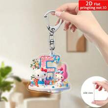 Sanrio Impresión plana 2D, 1 llavero acrílico de Sanrio, 26 letras del alfabeto en inglés de Melody y Hello Kitty, colgante con inicial de nombre, colgante de bolso lindo, llavero de pareja, llavero de coche, adecuado para Navidad, Acción de Gracias, decoración del Día de San Valentín, regalo de carnaval, regalo de Navidad Impresión plana 2D