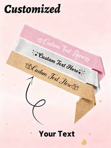 1pc Customized Text Ribbon, Personalized Slogan Sash, Customized Birthday Sash, Customizable Bachelorette Party Sash, Ideal Gift For Him, Ideal Graduation Gift For Her - Multicolor - View 3
