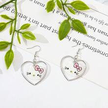 Sanrio 1 Pair Sanrio Cartoon Cute & Fashionable Creative Kitty Cat Heart Hello Kitty Earrings, Accessories For Women