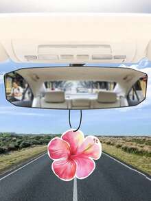 5件套可爱持久的粉色夏威夷芙蓉花车载空气清新剂，适合女性和少女作为后视镜悬挂式香氛装饰 - 彩色 - 查看 20