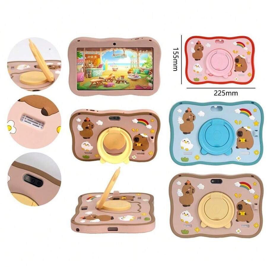 Kids Tablet WiFi 7'' 128Gb - 8Gb Ram Educational Android Quad Core Dual Cameras - PRIMICIAS QIU - Brown/Pink - View 1