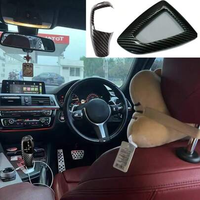 TRTY Car Carbon Fiber Gear Shift Knob Cover, Right/Left Hand Drive Gear Shift Stick Decorative Protector, Shift Panel Frame, Compatible With BMW F20 F21 F22 F23 F30 F32 F33 F34 F35 F36 F06 F12 F13 F25 F26 F15 F16 GT3 I. Interior Accessories (2010-2020), Also Great For New Year, Valentine's Day, Easter, Father's Day, Thanksgiving, Christmas Gifts