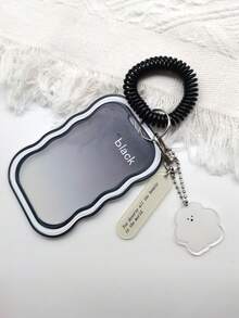 1 个透明哑光款软硅胶卡夹，适用于学生证、公交卡、校园卡、相纸，带弹簧钥匙扣吊坠