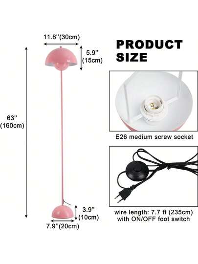 Alpinaluz Nordic Vloer Lamp Inspired By "Flowerpot" Parabolic Base, E27 Socket Living Room, Dining Bedroom view 3