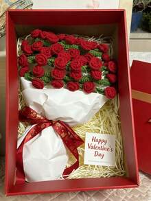 1件，直径43.3英寸，成品人造钩针花束，成品DIY手工玫瑰毯，手工玫瑰花束毯，钩针花束毯 - 适合作为教师节礼物、教师节房间装饰、秋季装饰、婚礼用品、婚礼装饰、家居装饰、万圣节装饰、情人节礼物、生日礼物、周年纪念礼物、圣诞节装饰、圣诞花环、节日必备品