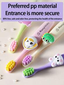 8 szczoteczek do zębów dla dzieci z motywem zwierząt, miękkie włosie chroniące dziąsła, odpowiednie dla niemowląt i małych dzieci, wymienne ozdoby w kształcie głów zwierząt
