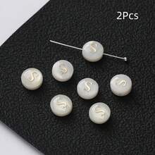 2Pcs Round Shell Beads Letter Spacer Beads DIY Bracelet Necklace For Jewelry Making Supplies - Shell Alphabet Beads - View 14