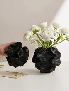 1 pieza Jarrón con forma de flor blanca de estilo nórdico minimalista bohemio, adecuado para la decoración de la casa de campo moderna, sala de estar, cocina, repisa de la chimenea, dormitorio, mesa de comedor, oficina - Multicolor - Ver 4
