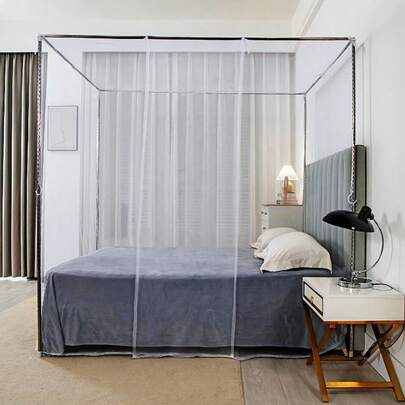 4 Corner Post Pink Bed Canopy, Elegant Canopy Bed Curtains From Ceiling, Easy To Install, Mosquito Net Set For Single To Full/Queen/King Size Bed, Home & Camping Use