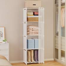 Tomnk 1pc 4tier Portable Wardrobe Closet, White/Black Easy Assembly Cloth Storage Cabinet For Home, Rental House, Dorm Bedroom - Nhiều màu - Xem 5