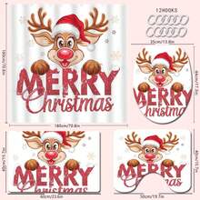 1/4pcs Retro Style Blackout Shower Curtain, Bathroom Decor Shower Curtain With Hooks, Discounted Polyester Shower Curtain For Dorm, Polyester Shower Curtain, Best-Selling Polyester Shower Curtain