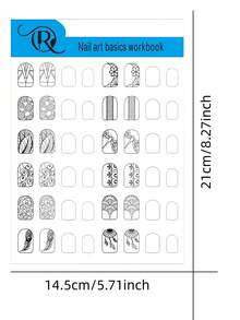 QR QIRAN 10PCS Nail Art Painting Practice Book, Copy Board, Nail Art Beginners Line Hook Flower Hand-Painted Practice Tool, Reusable, Nail Art Tools, Set, Holiday Nail Art Practice, Nail Art Style Practice