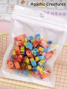 50 piezas de gomas de borrar de dibujos animados en miniatura, de varios estilos, pequeñas y convenientes para llevar, fáciles de limpiar, material que no daña el papel, de vuelta a la escuela - Multicolor - Ver 14