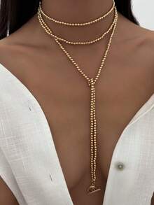 1pc Bohemian Geometric Square Beaded Teardrop Tassel Long Necklace, Luxurious Vacation Party Jewelry Gift For Women & Couples, Versatile Wear (Multiple Wearing Styles)