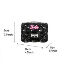 Miniso Barbie Classic Black Diamond-Quilted Jelly Bag - Water-Resistant PU Material, Stylish Daily Accessory Shoulder Bag (1 PC) - Multicolor - View 7