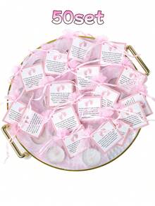 50pcs Tealight Set For Baby Shower Party Favors Christening Favors For Guests Baby Girl Gender Reveal Favors (Pink) - Pink - View 9