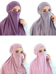 1pc Ready-To-Wear Instant Hijab With Tie - Black - View 4