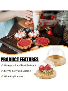 200个装,透明塑料迷你蛋糕盒(带盖),圆形纸杯蛋糕托,塑料蛋黄泡芙盒,月饼圆顶盒,烘焙包装盒,厨房烘焙工具,小型企业用品 - 彩色 - 查看 4