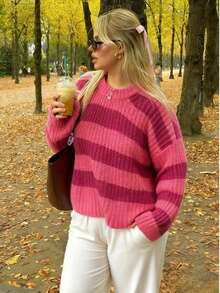 Große Größen Koreanischer Stil Weihnachten Lässig Boho Urlaubs-Party Vintage Frauen Altes Geld Stil Süß Flughafen Streetwear Country Konzert Ausgehen Oberteile Cosplay Halloween Kostüm Halloween 2025 Sexy Hexe Kostüm Ausgehen Herbst Frauen Schulanfang Y2K Country Konzert Herbst Winter Für Frauen Goth Steampunk Frauen Boho Urlaubs-Party Rundhals Einfarbig Kontrast Streifen Regular Lässig Strick Pullover