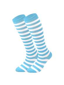 1 Pair Women's Striped Knee-High Socks, Striped Socks For Cosplay, European And American Sports & Casual Style, Calf Socks - Multicolor - View 41