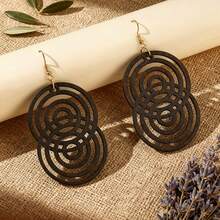 8 Stücke Boho-Stil Holz Ohrringe Set - Vintage Resort Stil, ideal für tägliche und saisonale Mode, elegantes Geschenkset für Frauen - Schwarz - Übersicht 10