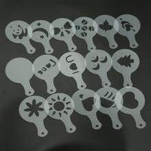 Pochoirs en plastique pour l'art du latte, moules d'impression de café fantaisie, décorateurs de mousse de lait - Blanc - Voir 2