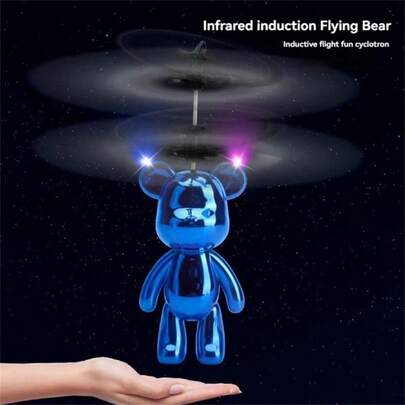 Máy bay không người lái mini hình gấu điều khiển bằng cử chỉ, đồ chơi tương tác trong nhà và ngoài trời, quà sinh nhật cho bé trai và bé gái từ 3-12 tuổi.