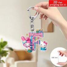 Sanrio Impresión plana 2D, 1 llavero acrílico de Sanrio, 26 letras del alfabeto en inglés de Melody y Hello Kitty, colgante con inicial de nombre, colgante de bolso lindo, llavero de pareja, llavero de coche, adecuado para Navidad, Acción de Gracias, decoración del Día de San Valentín, regalo de carnaval, regalo de Navidad Impresión plana 2D