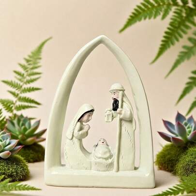 1pc Resin Nativity Scene Desktop Decor, Holy Family Home Living Room Tabletop Craft Gift, Holiday Center Piece Decoration, Christmas Decoration, Resin Decoration, Christmas House Decor, Office Decoration, Holiday Gift Christmas Decorations Home Christmas Gifts Christmas Decor