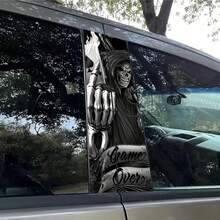 2 pièces Autocollant de porte de voiture en vinyle sur le thème des cartes de poker - Imperméable et résistant aux rayures, avec un design unique de clown et de personnage d'anime, parfait pour l'extérieur du véhicule, autocollant de voiture