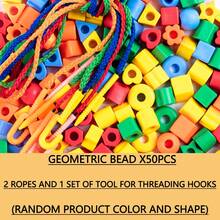 50pcs Mixed Color Geometric Shape Plastic Bead Toys For Children Ages 3-14, Educational Diy Beads For Handmade Jewelry, Early Learning And Brain Teaser, Great For Improving Creativity, Hand-On Technique And Logical Thinking Ability School, Student,Stationery,School Supplies Kids Threading,Craft Toddler,Abacus,Stocking Fillers Kids,Stocking Stuffers For Kids