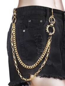 1 قطعة سلسلة معدنية بطراز رجعي شيك بطابع بانك روك وهيب هوب للخصر، سلسلة شخصية مناسبة للرجال، إكسسوار بنطال معدني عصري للصيف والمدرسة والخريف والشتاء، مناسب للمراهقين والشباب والرجال للاستخدام اليومي والخارجي والرياضي والعطلات والهدايا لعيد الميلاد والتخرج، بتصميم عتيق وكلاسيكي للموضة الحضرية في فصل الخريف والشتاء