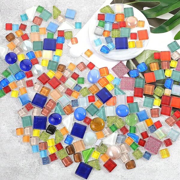 200g Mosaicos de vidrio de tamaños mixtos, suministros DIY para proyectos artísticos, accesorios de manualidades para decoración del hogar