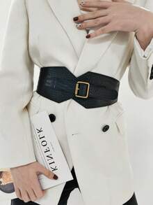 Metal Buckle Elastic Belt Summer, School Fall, Autumn, Halloween - Black - View 5