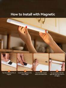 50cm /10cm/20cm/30cm/ Striscia luminosa a LED bianca USB con sensore di movimento - Perfetta per armadi, guardaroba e corridoi, Striscia luminosa a LED con sensore di movimento senza fili per sottopensile, Lampada notturna magnetica ricaricabile per corridoio, cucina, mensola dell'armadio, decorazione per la casa