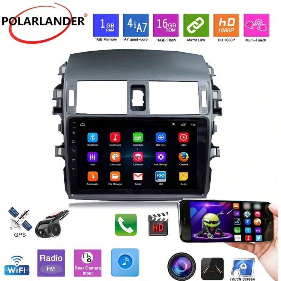 9 Inch 2din Android 9.1 Car Radio Bluetooth Multimedia Video Player Car Stereo GPS Navigation For To/Yo/Ta Corolla 2009-2013 (Large Frame) - Black - View 1