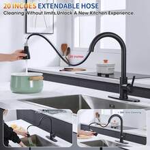 Kitchen Faucet Premium 304 Stainless Steel 3 Water Flow Modes 360° Swivel Hot/Cold Mixing Faucet Single-Handle - Black - View 3