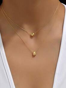 1 pieza Collar de mujer con colgante minimalista y elegante de gota y círculo dorado, versátil