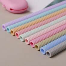 1set/10pcs Silicone Straight Reusable Drinking Straws, Colorful, For Beverages, Coffee, Milk Tea, Portable For Outdoor Use