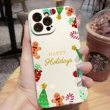 Christmas Elements Gingerbread Man Graphic Phone Case Covercompatible with  11 12 13 14 15 16 17 Pro Max XS XR X 7 8 Plus 16E 17 Air Cover,Covercompatible with  17 Hülle, 17 pro Hülle, 17 promax Hülle - Antikweiß - Übersicht 2