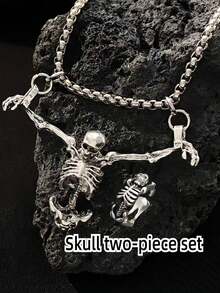 可调节骷髅戒指，开放式带设计，朋克摩托车鸡尾酒哥特式时尚珠宝，空心框架，男女通用配饰（请勿强行打开戒指开口，因为这可能会导致戒指断裂。避免接触水，因为这可能会导致变色。购买前请仔细阅读说明。）